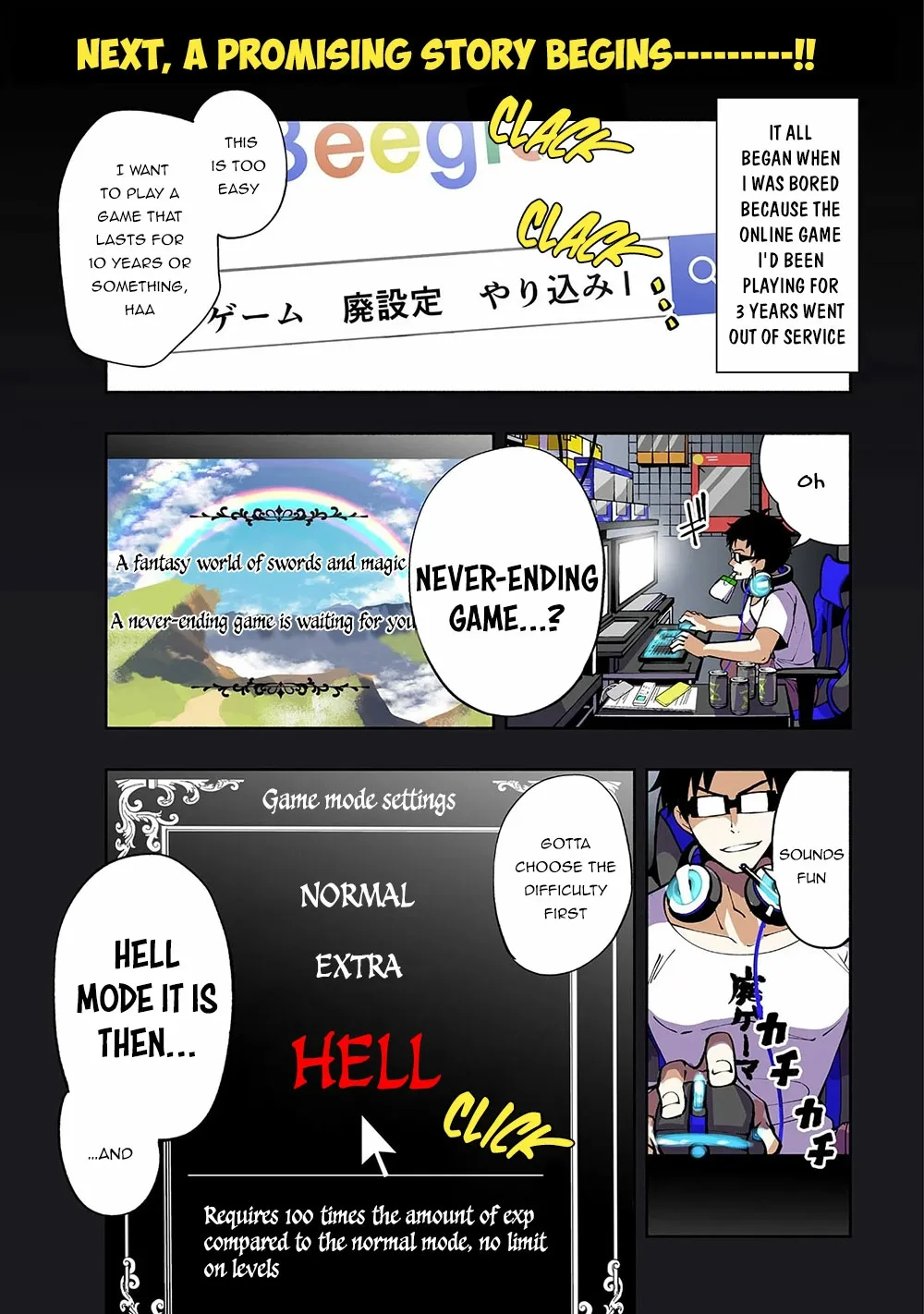 Read Hell Mode ~Yarikomi Suki no Gamer wa Haisettei no Isekai de Musou Suru~ Hajimari no Shoukanshi EN Manga Online
